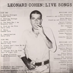 Leonard Cohen ‎– Live Songs ( 180g )