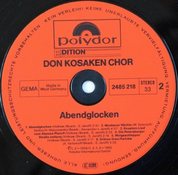 Don Kosaken Chor Serge Jaroff ‎– Abenglocken