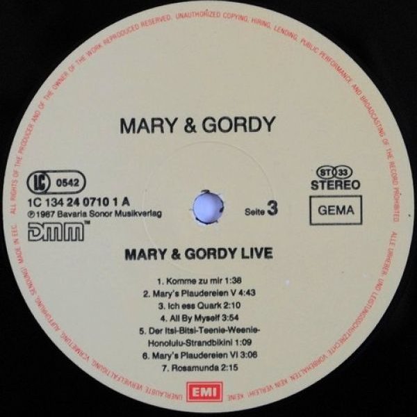 Mary & Gordy ‎– Live