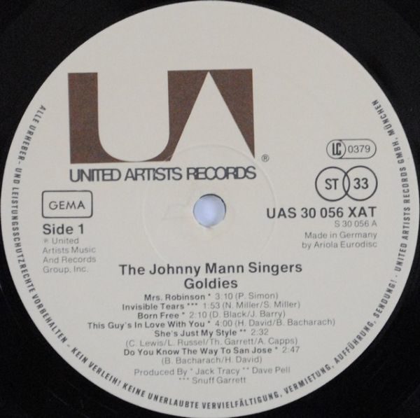 Johnny Mann Singers ‎– Goldies