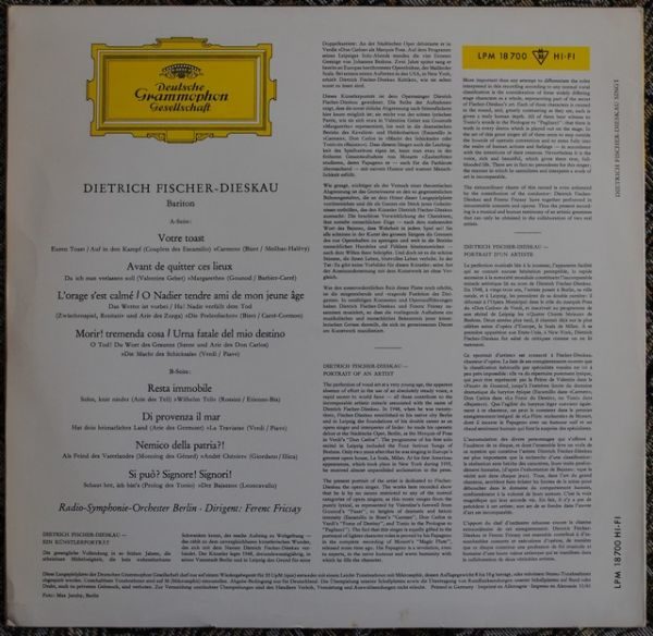 Dietrich Fischer Dieskau, Ferenc Fricsay - Singt berühmte Arien aus französischen und italienischen Opern