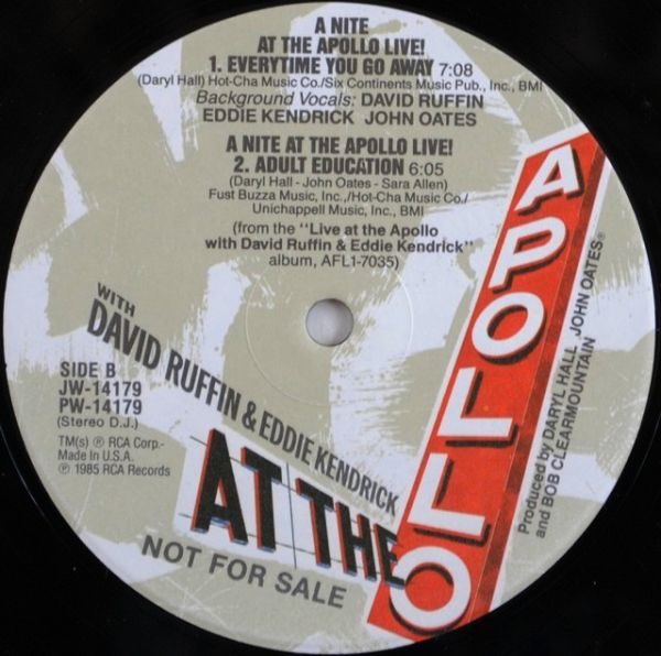 Daryl Hall & John Oates Featuring David Ruffin & Eddie Kendrick ‎– A Nite At The Apollo Live!