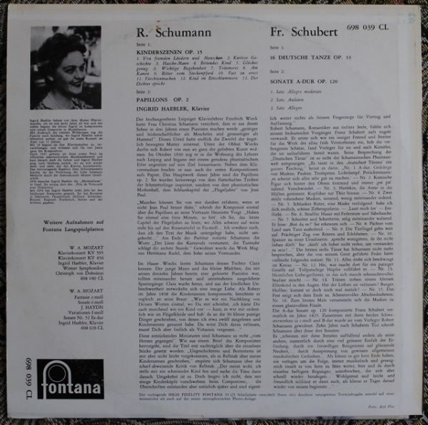 Ingrid Haebler - Robert Schumann - Franz Schubert - Sonate A-Dur - 16 Deutsche Tänze - Kinderszenen - Papillons