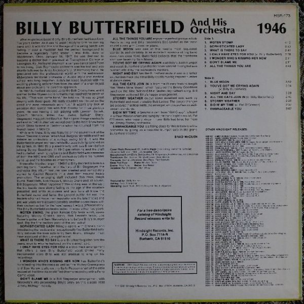 Billy Butterfield - The Uncollected Billy Butterfield And His Orchestra - 1946