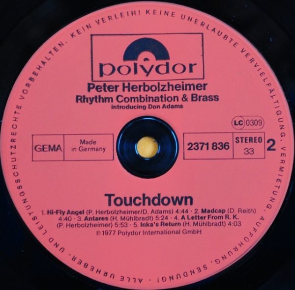 Peter Herbolzheimer Rhythm Combination & Brass Introducing Don Adams ‎– Touchdown