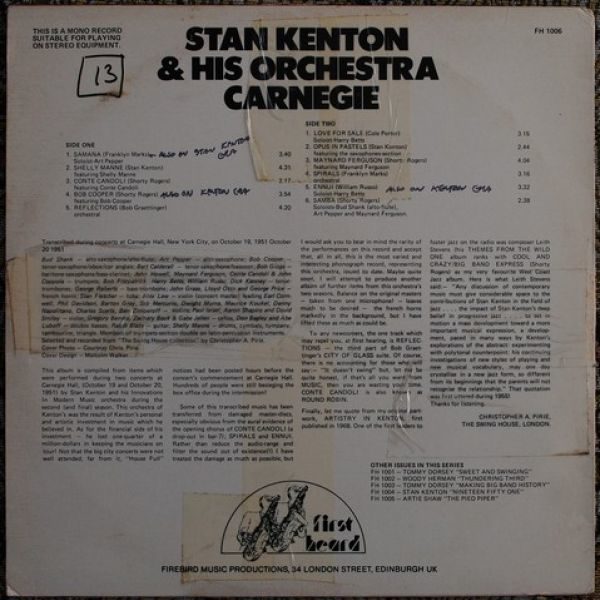 Stan Kenton & His Orchestra - Carnegie