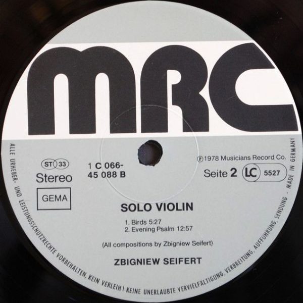 Zbigniew Seifert ‎– Solo Violin