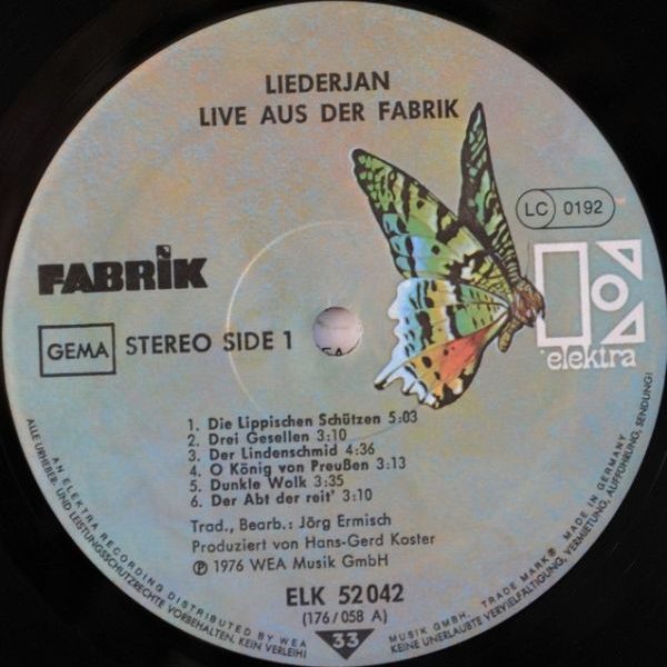Liederjan ‎– Live Aus Der Fabrik - Deutsche Volkslieder Aus 5 Jahrhunderten