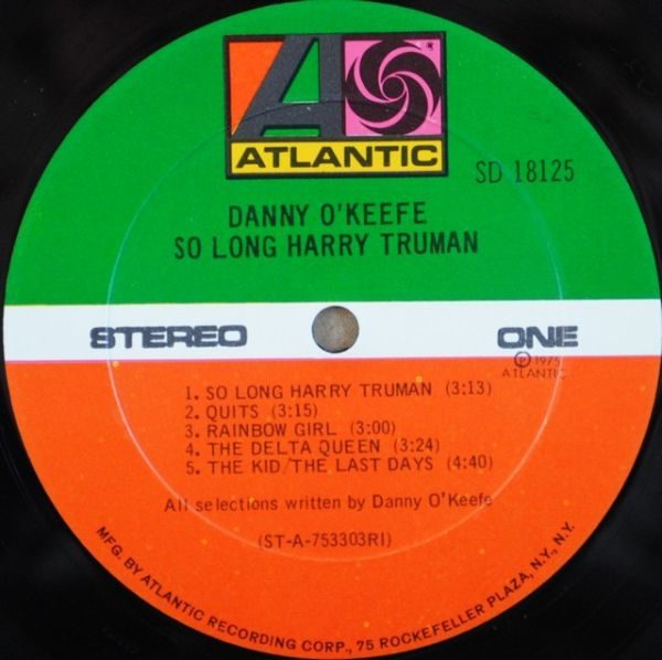 Danny O'Keefe ‎– So Long Harry Truman
