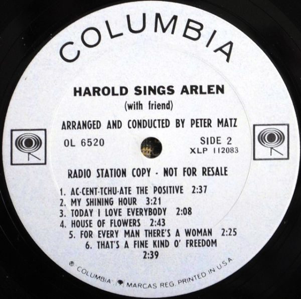 Harold Arlen ‎– Harold Sings Arlen (With Friend)