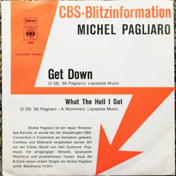 Michel Pagliaro ‎– Get Down 7"