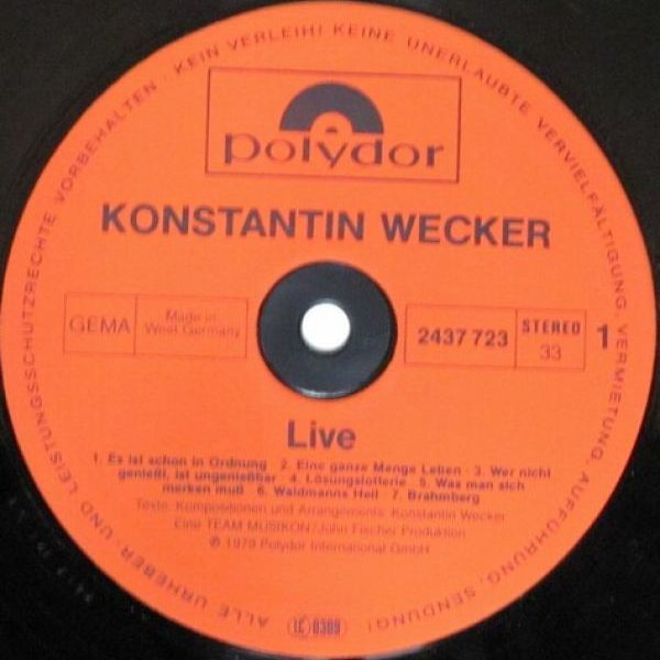 Konstantin Wecker ‎– Live