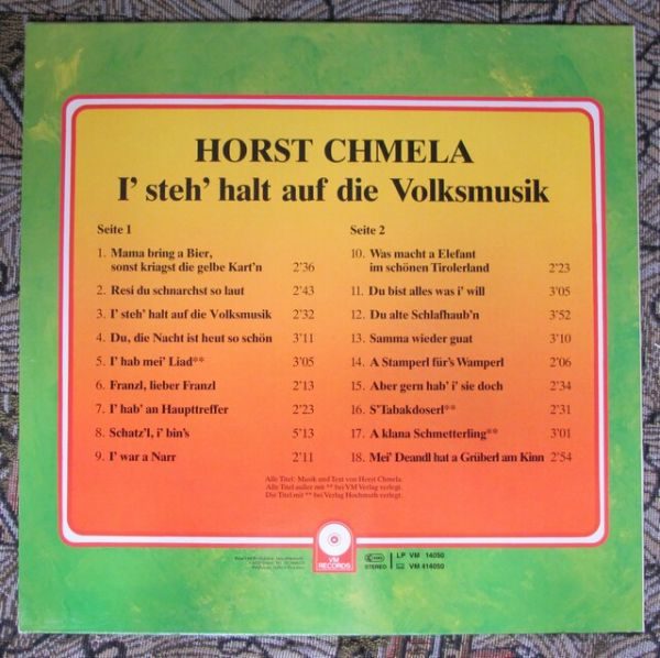 Horst Chmela - Horst Chmela - I Steh Halt Auf Die Volksmusik