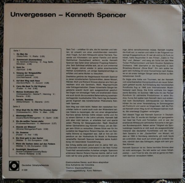 Kenneth Spencer - Unvergessen