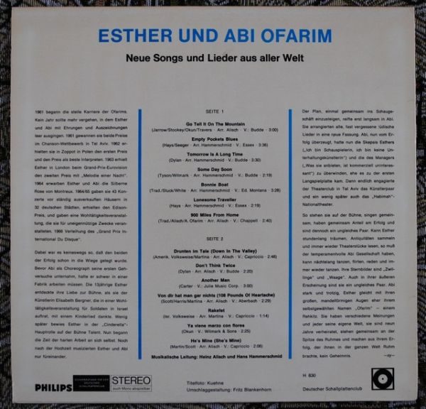 Esther Und Abi Ofarim - Neue Songs Und Lieder Aus Aller Welt