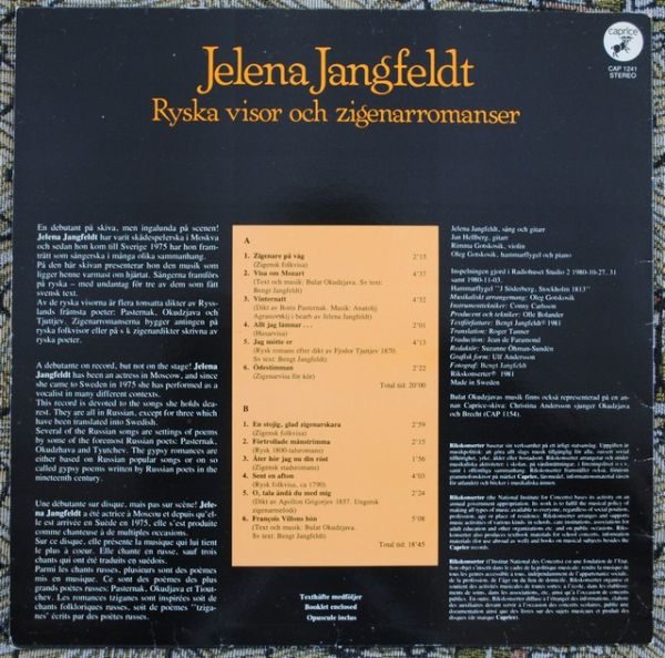 Jelena Jangfeldt - Ryska visor och Zigenarromanser