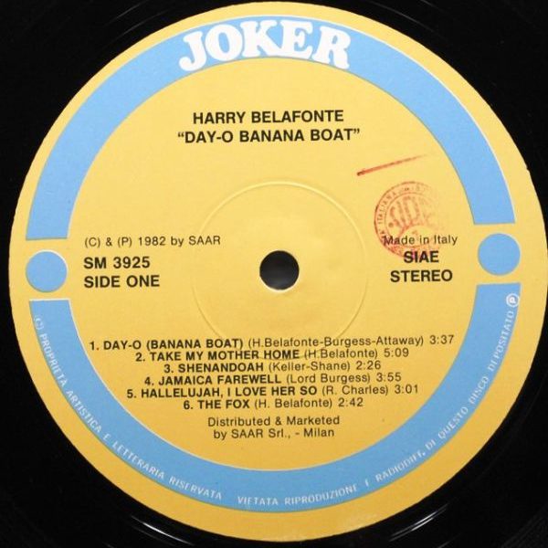 Harry Belafonte ‎– Day-O Banana Boat