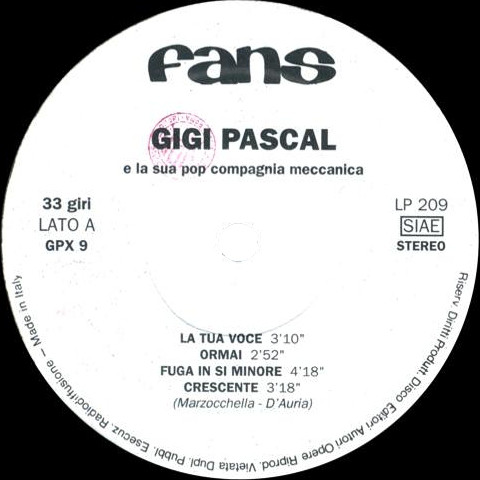 Gigi Pascal e La Pop Compagnia Meccanica ‎– Debut