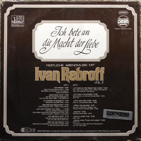 Ivan Rebroff - Ich Bete An Die Macht Der Liebe (Festliche Abendmusik Mit Ivan Rebroff Vol. II)