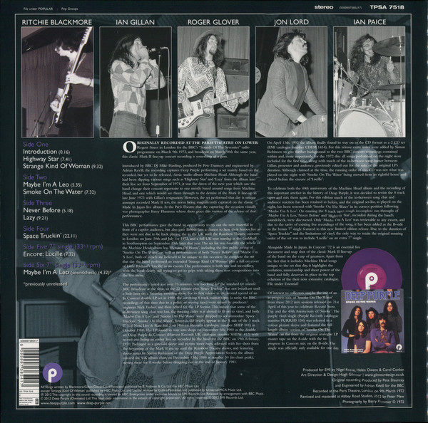 Deep Purple ‎– In Concert '72 ( 3 LP, Color Vinyl )
