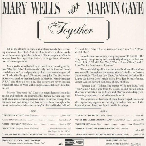 Marvin Gaye With Mary Wells ‎– Together ( 180g )