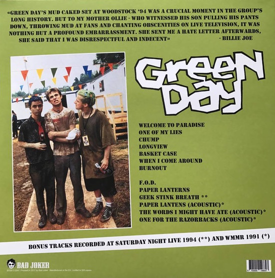 Green Day ‎– Woodstock 1994 US TV Broadcast