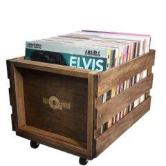Деревянный ящик на колесах для хранения виниловых пластинок Wooden Crate For 100LPs