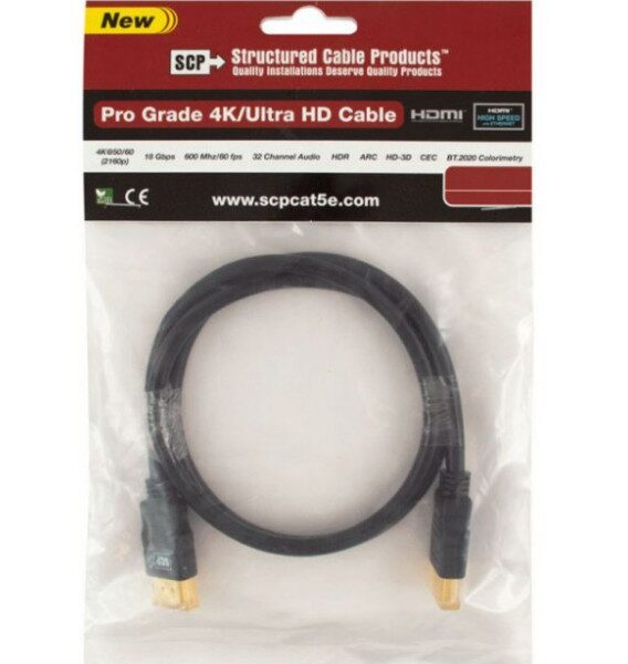 Кабель SCP 944E-3 HDMI to HDMI 0.9 м UltraHD 4K Black PVC